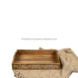 Divine Essence Plateau de service en bois de qualité supérieure Plateaux décoratifs Acacia, mangue et sheesham avec poignées pour restaurants et hôtels de luxe - Product Image 4