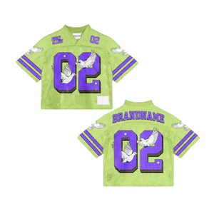 Maillot de football américain à manches courtes pour homme, 100 % polyester, antibactérien, séchage rapide, respirant, pour la couture - Product Image 1