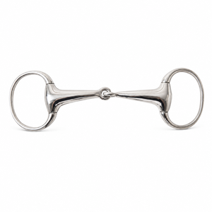 Brida de boca hueca de acero inoxidable Bamaco D-440 con anillas grandes, de una sola articulación, para equitación. - Product Image 1