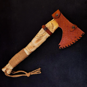 Hache Tomahawk Industrielle Faite à la Main avec Manche en Bois, Lame en Acier à Haute Teneur en Carbone, Fourreau en Cuir pour Survie en Extérieur, Camping et Bûcheronnage - Product Image 4