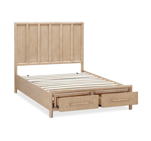 Cadre de lit plateforme minimaliste en teck massif moderne avec tiroirs de rangement, taille King, garantie de 3 ans - Product Image 3