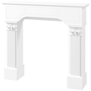 Cornice per Caminetto Elettrico Autoportante in Stile Barocco Bianco, 110 cm L x 109 cm H - Product Image 1