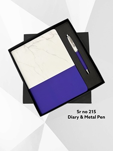 <b>Diary</b> Metal Pen Set <b>A5</b> PU Hardcover Orange Marble Design Gift for Office Business Use 100 Sheets UV Printing Model APGOI-SR-215 - Product Image 4