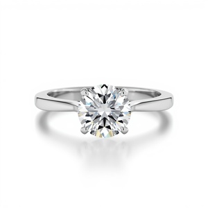 Anillo de Diamante Solitario con Corte Brillante Redondo de Platino, Joyería Fina de Lujo, Anillo de Compromiso, Joyería Nupcial Clásica, Fabricante - Product Image 5