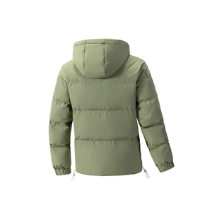 Chaqueta acolchada de lona con capucha verde oliva para hombre, cálida para invierno, con cremallera, cortavientos, gruesa, de ajuste holgado, duradera, precio mayorista económico - Product Image 2