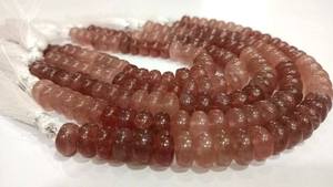 Cuentas de Cuarzo Rosa Fresa Natural, Lisas, de 8-10 mm, Vendidas por Hilo de 8 Pulgadas de Largo - Product Image 2