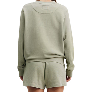 Newest Style Women's 2 Piece Sets 100% Cotton Fleece Solid Customize Drop Shoulder Short Sleeved Oversized Sweatshirt <b>Knee</b> - Product Image 3