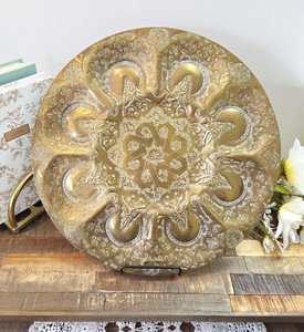 Handmade Wedding Brass Embossed Charger Plate Dining Decoration Indian Style <b>Dinner</b> Dishes Plate at Cheap Price For Party Use - Product Image 1