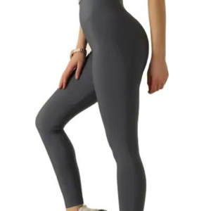 High Waisted Full Length Leggings Solid Gray Seamless Stretch Knitted Women's <b>Tummy</b> <b>Control</b> Shapewear Comfortable Breathable - Product Image 4