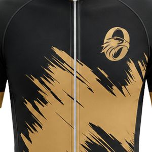 Men's Black Gold Zipper Sublimation Print <b>Cycling</b> Jersey Short Sleeve Bike Riding Shirt Athletic Outdoor Sports Clothing - Product Image 5