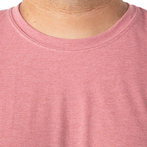 T-shirt rose à manches courtes et col rond pour homme, couleur unie, 100 % polyester, maille jersey, coupe décontractée, longueur standard, respirant, délavage acide - Product Image 3