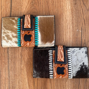 Cartera tallada a mano, recién llegada, funda de teléfono de embrague, Cartera de cuero de piel de vaca occidental, multiusos, carteras con logotipo de Apple - Product Image 3