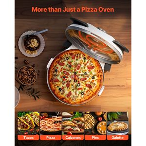 Forno Elettrico per Pizza da 1200W con 12 Modalità di Controllo della Temperatura, Pietra Refrattaria in Cordierite, Visualizzazione della Temperatura a 5 Livelli, 12 Modalità di Cottura - Product Image 5