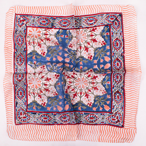 Écharpe carrée en coton popeline respirante, écologique et tendance, imprimée au bloc, multifonctionnelle, faite à la main, pour toutes les saisons - Product Image 4