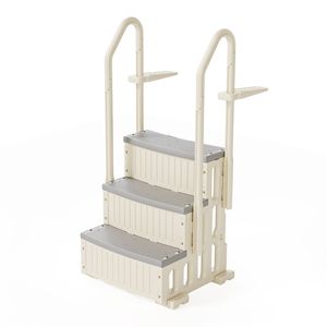 Scala per Piscina a 3 Gradini Rinforzata con Corrimano, Scale di Sicurezza in Acciaio Inossidabile per Piscine Fuori Terra, Bianco e Grigio - Product Image 1