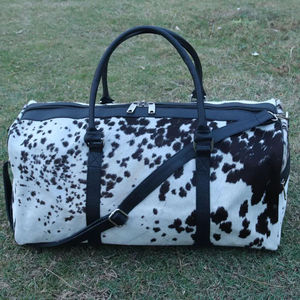Sac de voyage en cuir de vachette, style personnalisé, sac de voyage en toile - Product Image 4