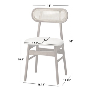 Juego de Comedor Moderno de Madera, Mesa Rectangular de 4 Piezas con Sillas con Respaldo de Mimbre, Diseño de Mediados de Siglo, Muebles para el Hogar - Product Image 6