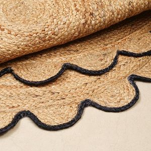 Eco-friendly Round braided Jute Rug Made from Natural Jute Round <b>Mats</b> Scalloped Fibers for Modern Home Designs - Product Image 6