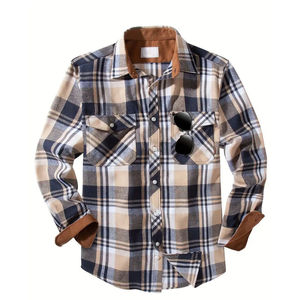 Men's Casual Sherpa Lined Fleece Plaid Cotton <b>Flannel</b> Shirt <b>Jacket</b> Warm Breathable Knitted DesignLong Sleeve <b>Flannel</b> Shirt - Product Image 1