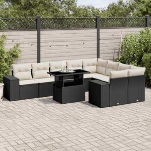 Ensemble de canapés de jardin en rotin PE noir modulaire, élégant et durable, meubles d'extérieur - Product Image 1