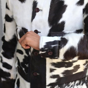 Dernier design, services OEM pour hommes, veste en cuir avec poils de vache, poche zippée personnalisée, vestes en cuir et fourrure de vache pour hommes - Product Image 3