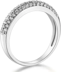 1.75 Ct Round 14K White Gold 3-Row Pavé <b>Simulated</b> Wedding Anniversary Band Ring - Product Image 2