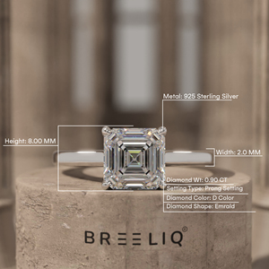 <b>Emerald</b> Cut Diamond Engagement <b>Ring</b> Sterling <b>Silver</b> Solitaire <b>Ring</b> Minimalist Bridal <b>Ring</b> Elegant Wedding Proposal Jewelry - Product Image 4