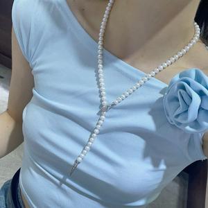 Collar de Perlas Clásico Estilo Consorte de 11-12 mm, Impecable, Versátil, con Colgante de Cuentas de Oro Natural Grueso y Cadena de Plata Brillante, Ideal para Regalo - Product Image 4