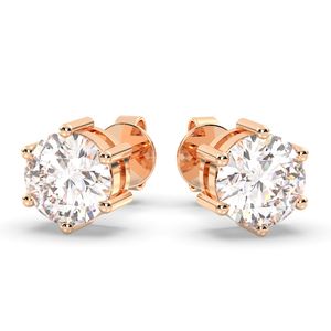 Pendientes REYES de diseño original con diamantes cultivados en laboratorio CVD HPHT de 1.6 quilates en oro sólido de 14K con cierre de rosca para mujer - Product Image 1