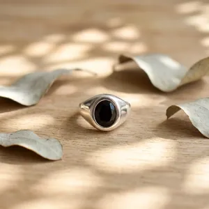 <b>Black</b> Onyx Signet <b>Ring</b> 925 Sterling Silver Oval Faceted Gemstone Bezel Setting Pave <b>Men</b> Minimalist Handmade Wedding Party - Product Image 1