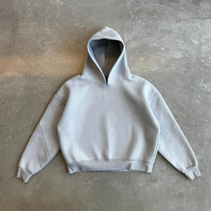 Sweat à capuche streetwear d'hiver pour homme, coupe carrée et courte, 400 g/m², oversize, effet vieilli, délavé soleil, impression numérique, teint uni - Product Image 3