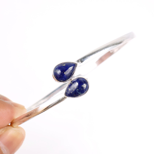 Wholesale Brass Silver Plated Flower Natural Malachite Opaque Gemstone Teardrop Cuff Bangle Boho Wedding Big Two <b>Stone</b> <b>Bracelet</b> - Product Image 3