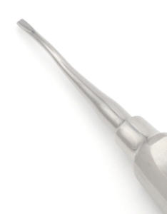 Elevador dental 46R con punta posterior acampanada, angulado mesial, 2.75mm, 15.5cm, liso, sin dientes dentados, mango hueco, instrumento de extracción dental - Product Image 2