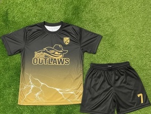 ชุดฟุตบอล Rexfit แบบซับลิเมชั่น เสื้อและกางเกงขาสั้นสำหรับผู้ชาย แห้งเร็ว ผลิตจากโพลีเอสเตอร์ ทรงแอธเลติก เหมาะสำหรับทีมฟุตบอล ผู้ใหญ่ ใช้ได้ทุกฤดู - Product Image 5