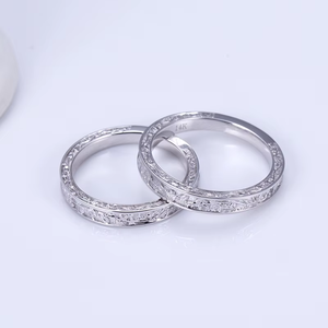 Classic 18K Solid Gold Diamond Wedding <b>Rings</b> Round Brilliant Cut G Color Natural Unisex Jewelry - Product Image 1