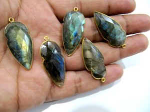 Connecteurs Cabochons en Labradorite Naturelle Grise Chatoyante 15-40mm avec Monture à Boucle Unique - Product Image 2