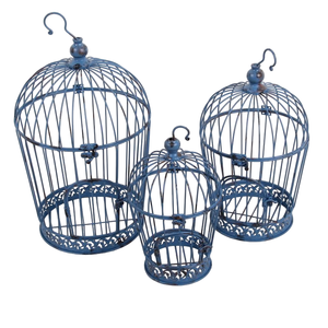 Cage à oiseaux ronde jaune en fer forgé, style classique, avec dessus décoratif, pour usage intérieur, faite à la main - Product Image 6