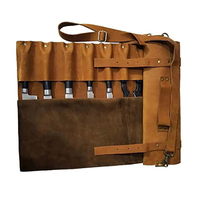 Sacs à couteaux en cuir sur mesure disponibles, doublure intérieure douce, fermeture à clip en nylon, OEM, résistants à l'eau, pliables, sangle réglable
