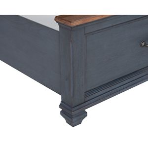 Bridgevine Home Americana Letto a slitta Queen Size imbottito con finitura in velluto a coste blu - Product Image 5