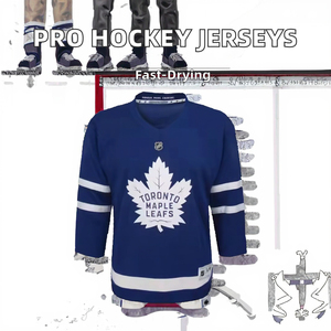 Camiseta de Hockey sobre Hielo para Hombre, Cuello en V, Manga Tres Cuartos, Azul, Impresión Serigrafiada, Transpirable, Corte Regular - Product Image 4