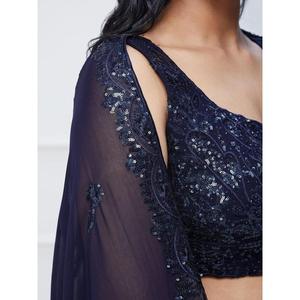 Belle bleu marine paillettes Georgette fiançailles porter Lehenga Choli - Product Image 3