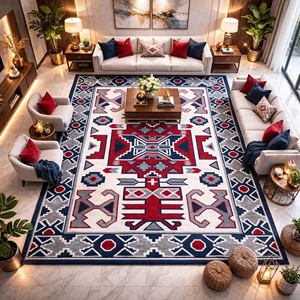 Tapis traditionnel tribal, tapis doux pour salon et chambre, tapis géométrique vintage tufté à la main, style de décoration intérieure de luxe - Product Image 3