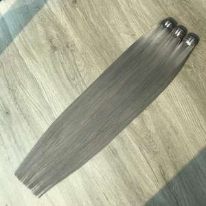 Gris Clair Couleur Os Droite Prix de Gros Double Drawn Cheveux Humains Extensions de Cheveux Full Lace - Product Image 5