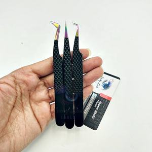 Extensions de cils Volume russe personnalisé noir mat pince à épiler multi-pointes en acier inoxydable durable cils pointus incurvés - Product Image 1