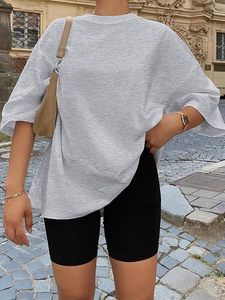 Camiseta Holgada de Manga Corta con Cuello Redondo para Mujer, 100% Algodón Jersey, Transpirable, para Todas las Temporadas - Product Image 4