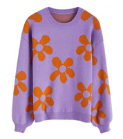 Crew Neck Breathable Color Blocked Thick Warm Anti-Pilling Nylon/Acrylic Pullover Vintage Aesthetic Loose Women's Autumn Outdoor