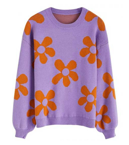 Pull-over Col Rond Respirant Épais et Chaud Anti-boulochage en Nylon/Acrylique, Esthétique Vintage Ample pour Femme, Idéal Automne et Extérieur - Product Image 1