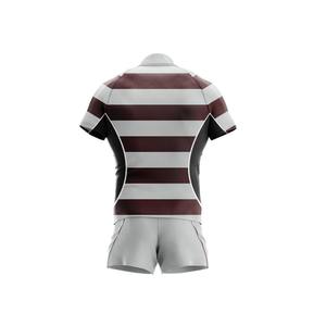 Conjunto de Camiseta de Rugby a Rayas Grises y Marrones para Hombre, Manga Corta, Ajustada, Transpirable, de Poliéster, para Todas las Temporadas, Ropa Deportiva - Product Image 3