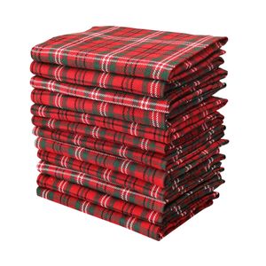 High Quality 100% Linen Red Black Plaid <b>Square</b> Handmade Napkin Absorbent Disposable <b>Table</b> Napkin for Home & Hotel Dining - Product Image 1