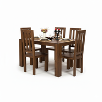 Ensemble de table à manger rectangulaire moderne en bois massif 7 pièces pour 6 personnes avec chaises à dossier à lattes et banc, meubles de maison écologiques et durables